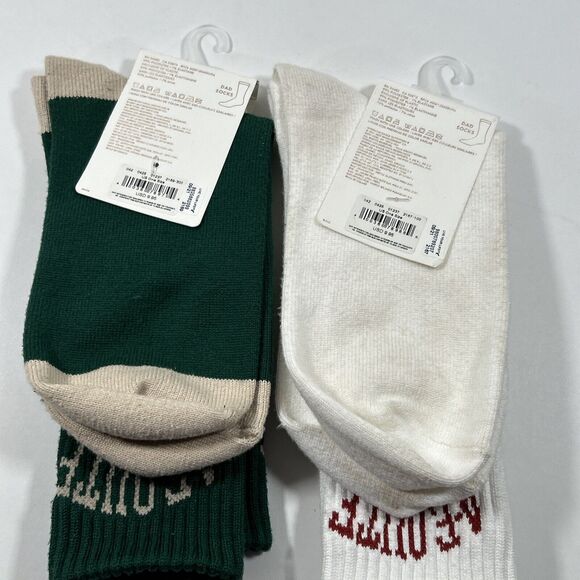 NEW American Eagle 2 Pairs Dad Socks-One Size- Green Tree+Santa Christmas Winter - Picture 5 of 10